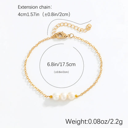 Simple Style Geometric 18K Gold Plated Artificial Pearl Copper Wholesale Bracelets