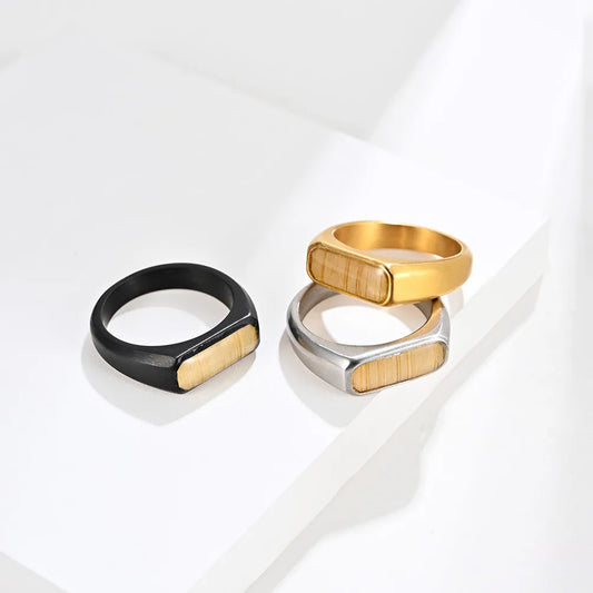 Wholesale Jewelry Simple Style Geometric 304 Stainless Steel 18K Gold Plated Rings