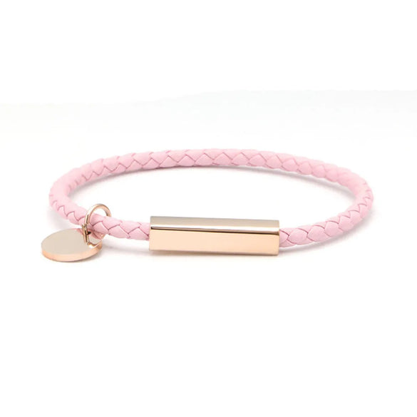 Simple Style Geometric Customization Laser Engraving 304 Stainless Steel Leather Rope Woven Chain String Bracelets Wholesale