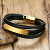 Simple Style Geometric 304 Stainless Steel Pu Leather Men'S Bracelets Men Cord & Leather Bracelets