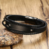Simple Style Geometric 304 Stainless Steel Pu Leather Men'S Bracelets Men Cord & Leather Bracelets