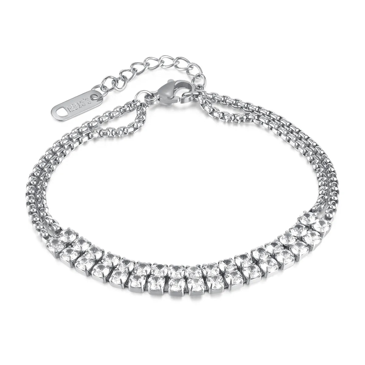 Simple Style Geometric 304 Stainless Steel Zircon Bracelets In Bulk