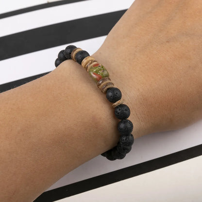 Simple Style Geometric Alloy Lava Rock Hematite Beaded Knitting Unisex Bracelets