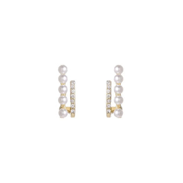 Simple Style Geometric Alloy Layered Artificial Pearls Rhinestones Women's Ear Studs 1 Pair