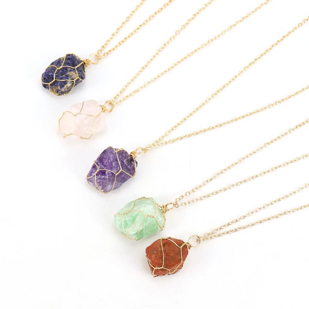 Simple Style Geometric Alloy Natural Stone Knitting Pendant Necklace