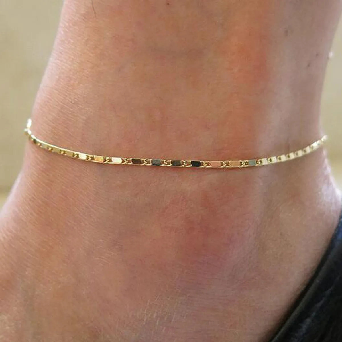 Simple Style Geometric Alloy Plating Anklet