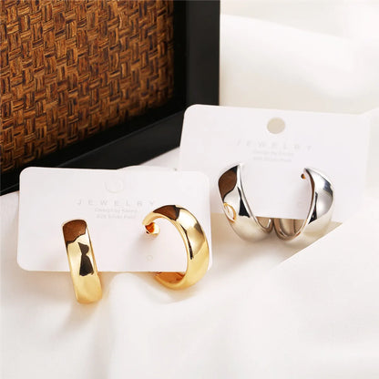 Simple Style Geometric Alloy Plating Hoop Earrings 1 Pair