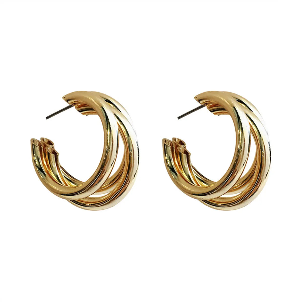 1 Pair Simple Style Geometric Plating Inlay Alloy Artificial Pearls Rhinestones Hoop Earrings