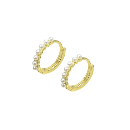 Simple Style Geometric Alloy Plating Inlay Artificial Pearls Women's Hoop Earrings