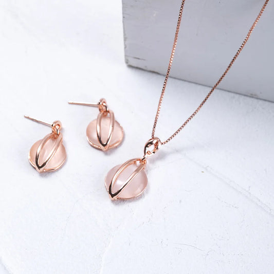 Simple Style Geometric Alloy Plating Inlay Opal Women's Earrings Necklace