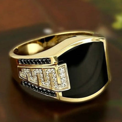 Simple Style Geometric Alloy Plating Inlay Rhinestones Men'S Rings 1 Piece