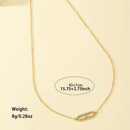 Simple Style Geometric Alloy Zinc Plating Inlay Rhinestones Women'S Pendant Necklace