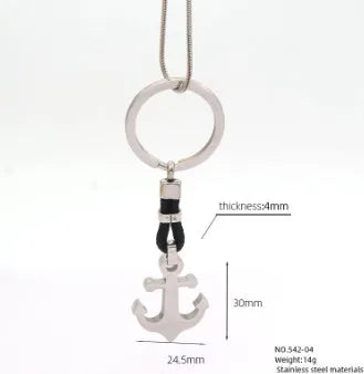 Simple Style Geometric Anchor Rectangle 304 Stainless Steel Keychain