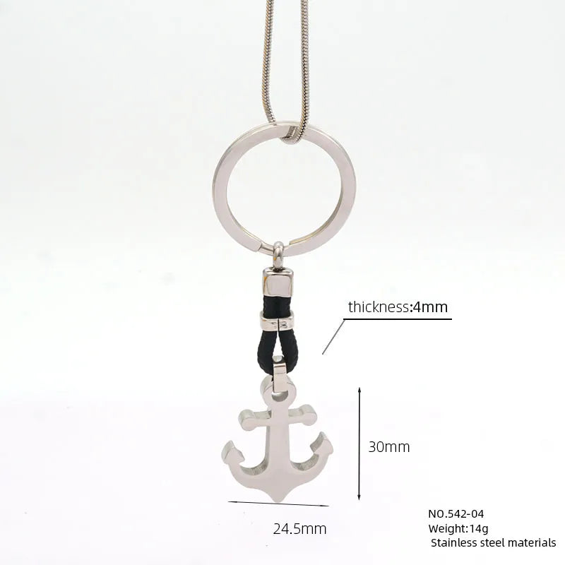 Simple Style Geometric Anchor Rectangle 304 Stainless Steel Keychain