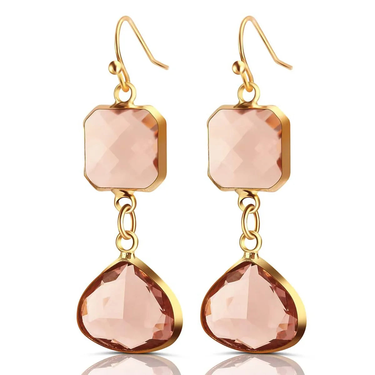 Simple Style Geometric Artificial Crystal Glass Inlay Artificial Gemstones Women'S Drop Earrings