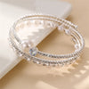 Simple Style Geometric Artificial Gemstones Artificial Pearl Zinc Alloy Layered Inlay Rhinestones Pearl Women'S Wristband