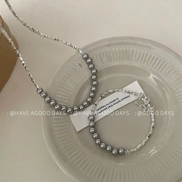 Simple Style Geometric Artificial Pearl Copper Beaded Plating Women's Necklace