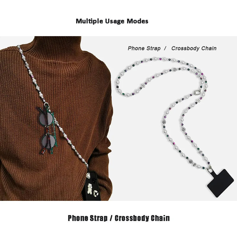 Simple Style Geometric Arylic Beaded Mobile Phone Lanyard