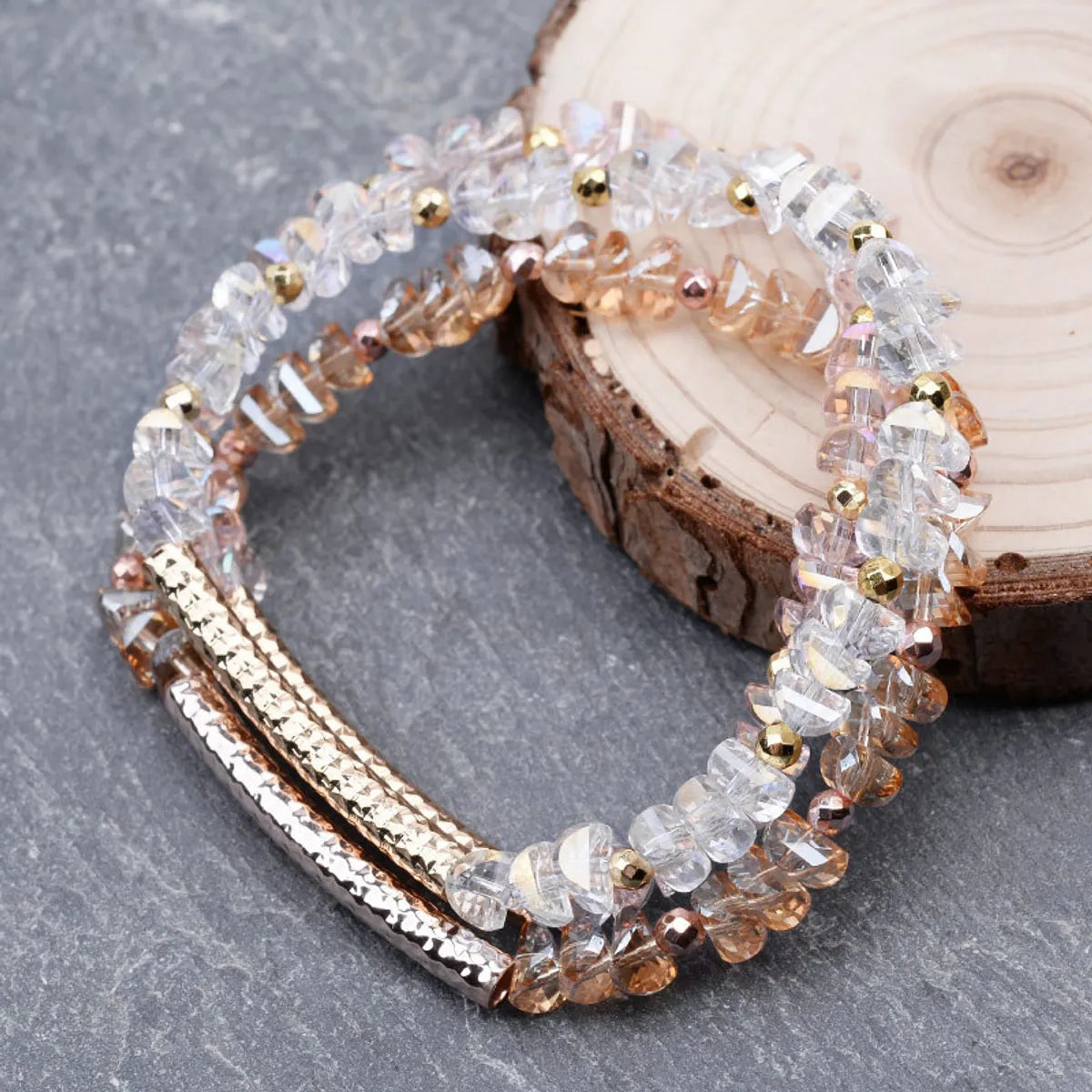 Simple Style Geometric Beaded Crystal Bracelets 1 Piece