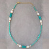 Simple Style Geometric Beaded Natural Stone Titanium Steel Necklace In Bulk