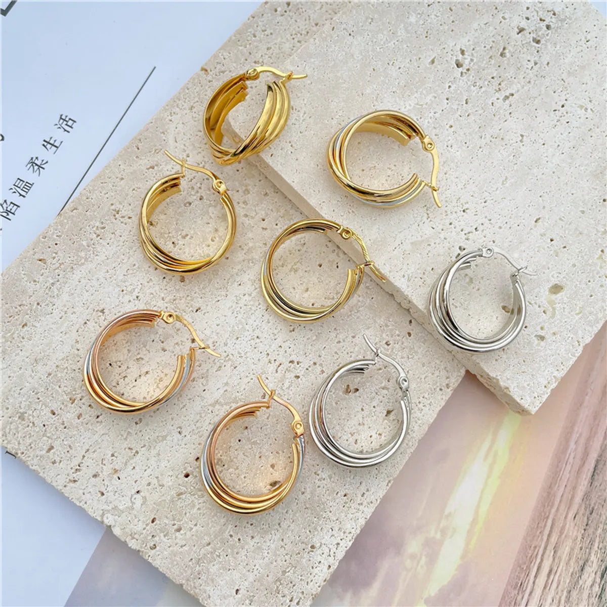 Simple Style Geometric Circle Stainless Steel Round Ellipse Earrings