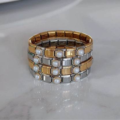 Simple Style Geometric Color Block 304 Stainless Steel Bangle In Bulk