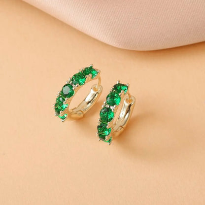 Simple Style Geometric Copper Gold Plated Zircon Hoop Earrings 1 Pair