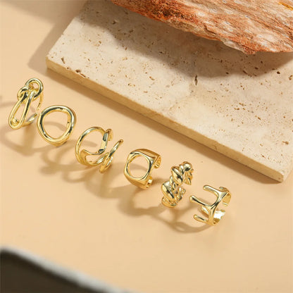 Simple Style Geometric Copper Plating 14k Gold Plated Open Rings