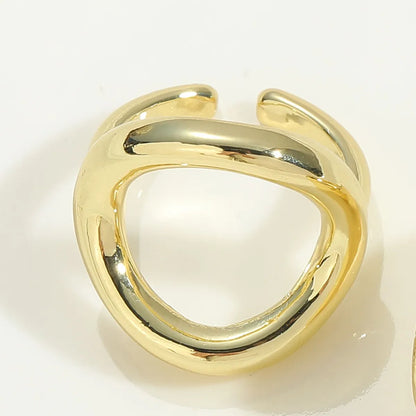 Simple Style Geometric Copper Plating 14k Gold Plated Open Rings