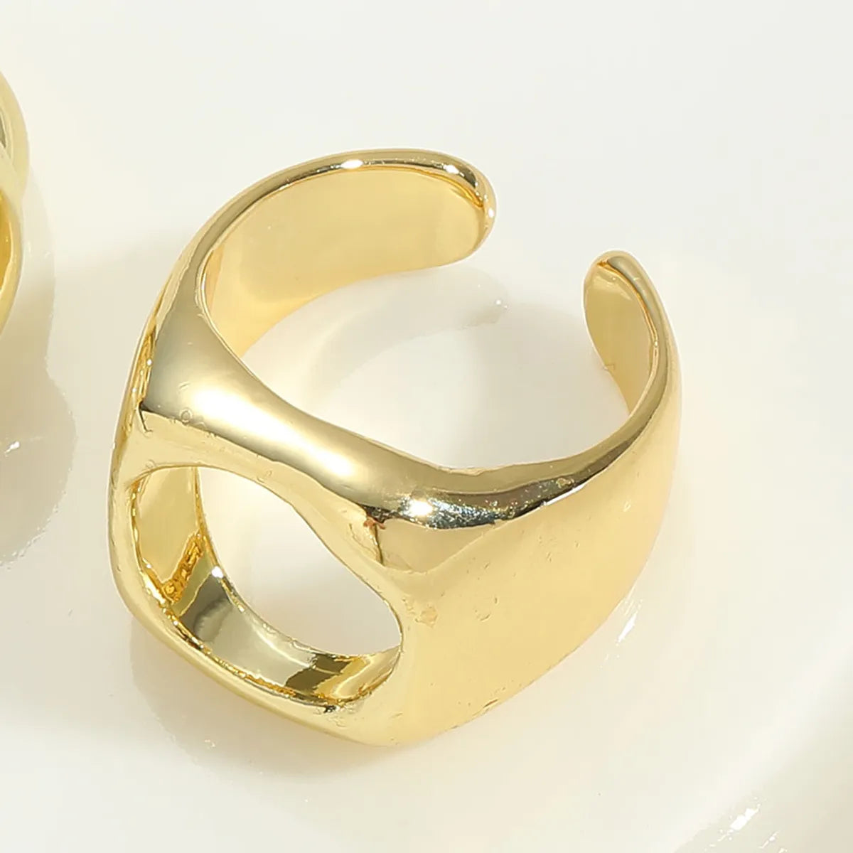 Simple Style Geometric Copper Plating 14k Gold Plated Open Rings