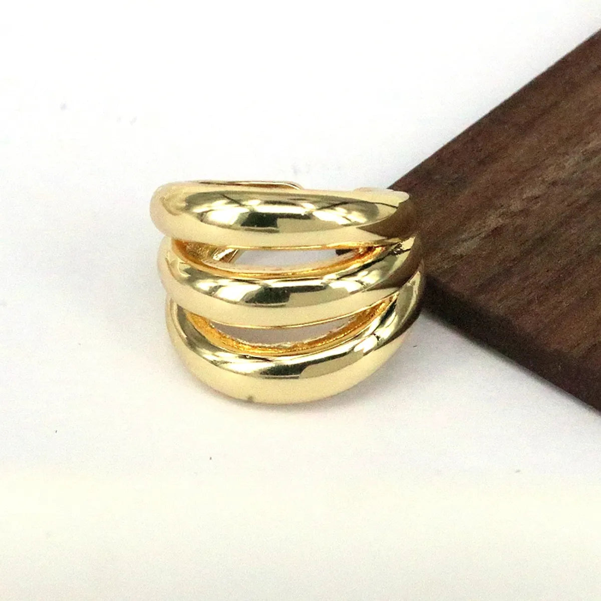 Simple Style Geometric Copper Plating Gold Plated Open Rings