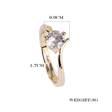 Simple Style Geometric Copper Plating Inlay Zircon 14k Gold Plated Adjustable Ring