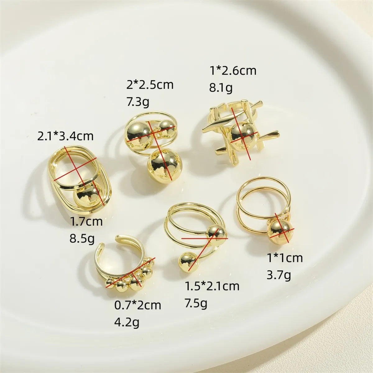 Simple Style Geometric Copper Twist 14k Gold Plated Open Rings