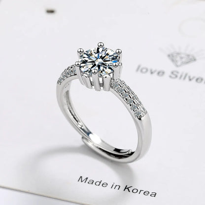 Simple Style Geometric Flower Copper Plating Inlay Zircon White Gold Plated Open Rings