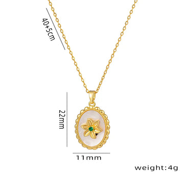 Simple Style Geometric Flower Stainless Steel Shell Titanium Steel 18k Gold Plated Pendant Necklace