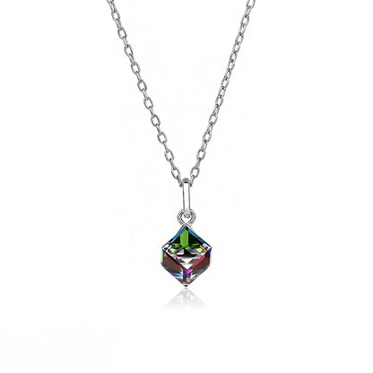 Simple Style Geometric Gradient Color Austrian Crystal Sterling Silver Pendant Necklace 1 Piece