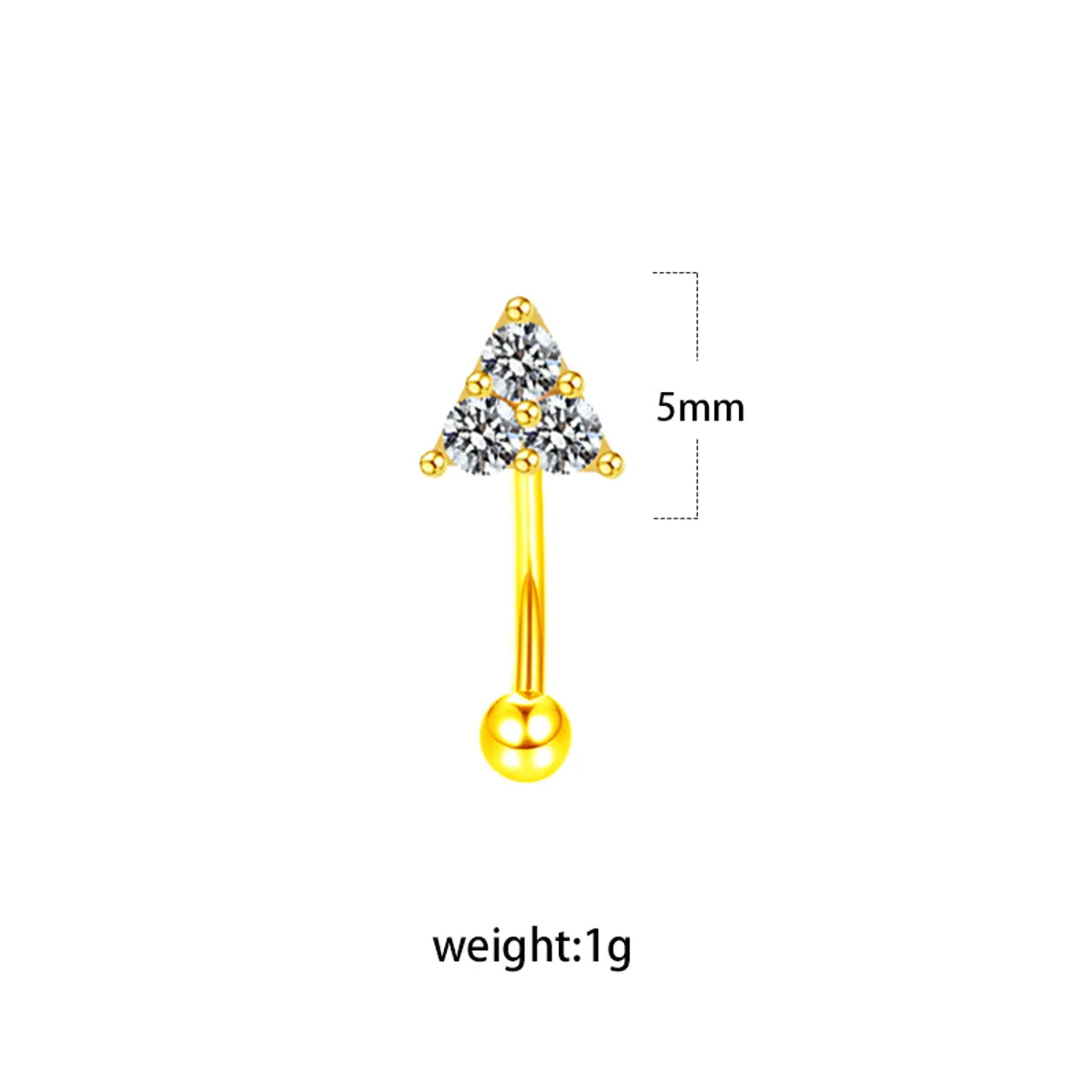 Simple Style Geometric Heart Shape Floral Stainless Steel Copper Plating Inlay Rhinestones Zircon White Gold Plated Gold Plated Eyebrow Nails