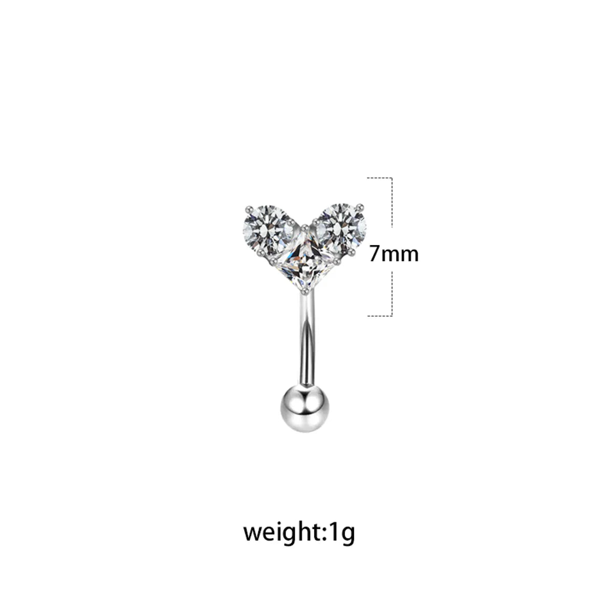 Simple Style Geometric Heart Shape Floral Stainless Steel Copper Plating Inlay Rhinestones Zircon White Gold Plated Gold Plated Eyebrow Nails