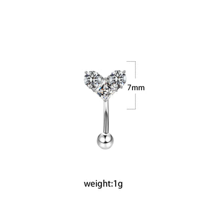 Simple Style Geometric Heart Shape Floral Stainless Steel Copper Plating Inlay Rhinestones Zircon White Gold Plated Gold Plated Eyebrow Nails