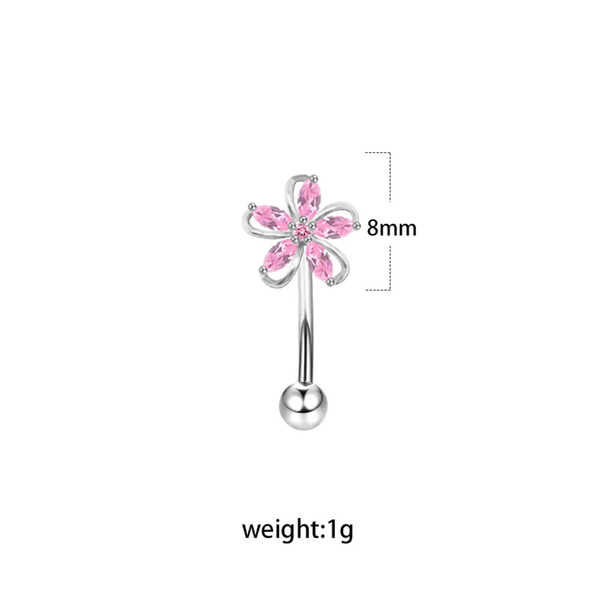 Simple Style Geometric Heart Shape Floral Stainless Steel Copper Plating Inlay Rhinestones Zircon White Gold Plated Gold Plated Eyebrow Nails