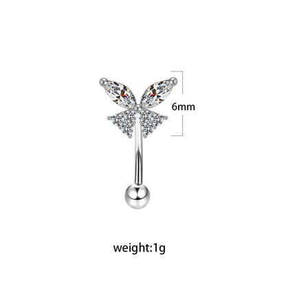 Simple Style Geometric Heart Shape Floral Stainless Steel Copper Plating Inlay Rhinestones Zircon White Gold Plated Gold Plated Eyebrow Nails