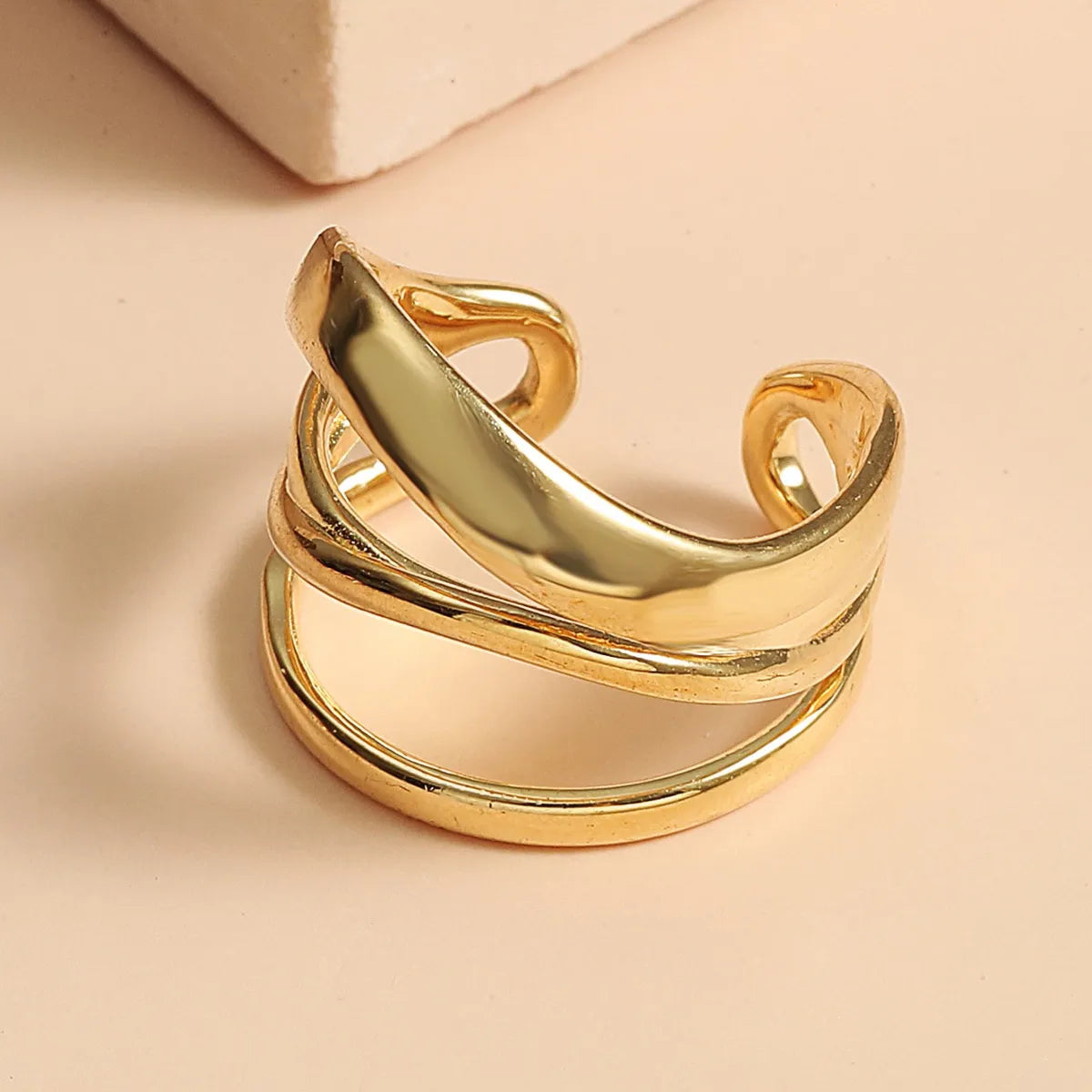 Simple Style Geometric Lines Alloy Women's Open Rings