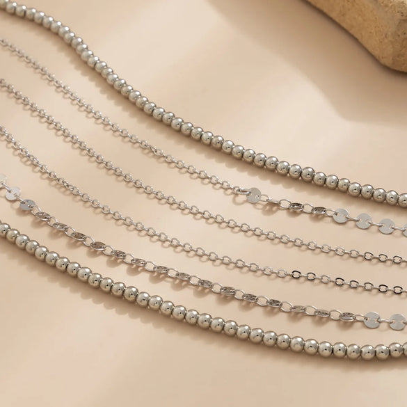 Simple Style Geometric Metal Layered Tassel Waist Chain