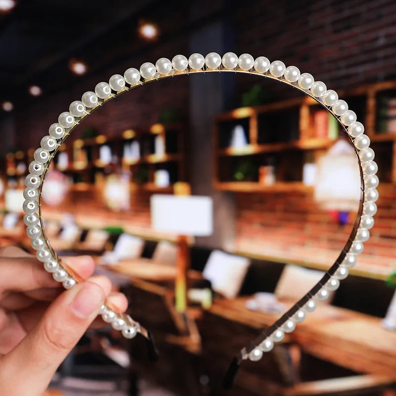 Simple Style Geometric Metal Plating Artificial Pearls Hair Band 1 Piece