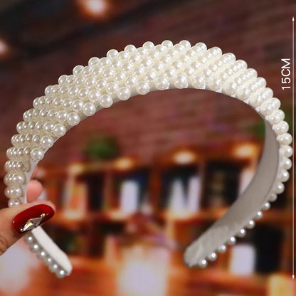 Simple Style Geometric Metal Plating Artificial Pearls Hair Band 1 Piece