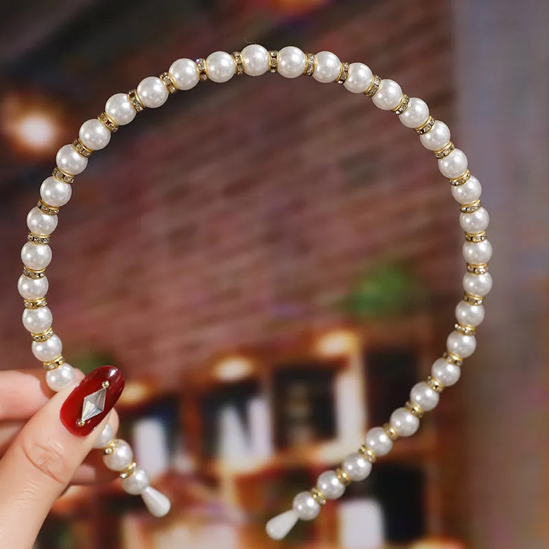 Simple Style Geometric Metal Plating Artificial Pearls Hair Band 1 Piece