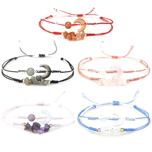 Simple Style Geometric Moon Stone Rope Wholesale Bracelets