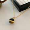 Simple Style Geometric Natural Stone Tiger Eye Pendant Necklace In Bulk