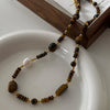 Simple Style Geometric Natural Stone Tiger Eye Pendant Necklace In Bulk