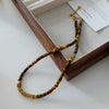 Simple Style Geometric Natural Stone Tiger Eye Pendant Necklace In Bulk